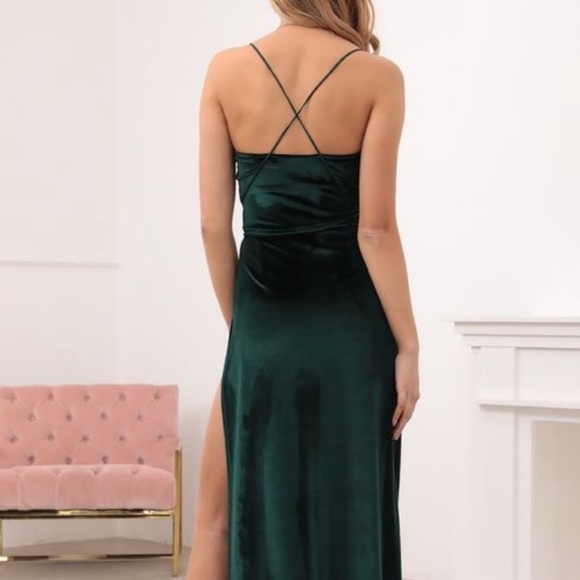 Lucy in the Sky Velvet Maxi Dress in "Emerald Green" Holiday Size M - Picture 2 of 11